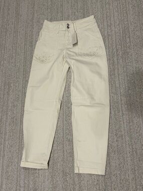 Altar'd State Cream Straight-Leg Jeans with Embroidered Back Pockets